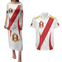 Peru Football Custom Couples Matching Puletasi and Hawaiian Shirt La Bicolor Arriba Peru