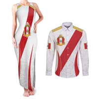 Peru Football Custom Couples Matching Tank Maxi Dress and Long Sleeve Button Shirt La Bicolor Arriba Peru