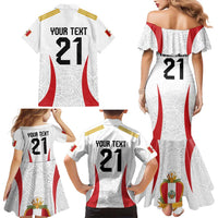 Peru Football Custom Family Matching Mermaid Dress and Hawaiian Shirt La Bicolor Arriba Peru