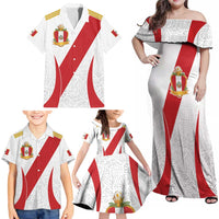 Peru Football Custom Family Matching Off Shoulder Maxi Dress and Hawaiian Shirt La Bicolor Arriba Peru