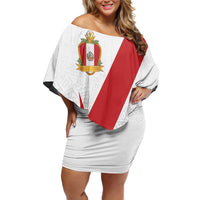 Peru Football Custom Family Matching Off Shoulder Short Dress and Hawaiian Shirt La Bicolor Arriba Peru