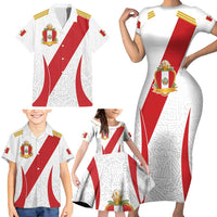 Peru Football Custom Family Matching Short Sleeve Bodycon Dress and Hawaiian Shirt La Bicolor Arriba Peru