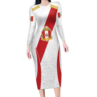 Peru Football Custom Long Sleeve Bodycon Dress La Bicolor Arriba Peru