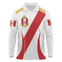 Peru Football Custom Long Sleeve Polo Shirt La Bicolor Arriba Peru