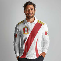 Peru Football Custom Long Sleeve Polo Shirt La Bicolor Arriba Peru