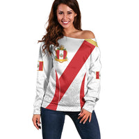 Peru Football Custom Off Shoulder Sweater La Bicolor Arriba Peru