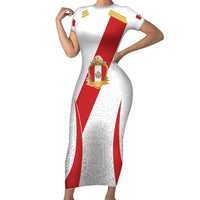 Peru Football Custom Short Sleeve Bodycon Dress La Bicolor Arriba Peru