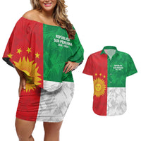 Republic of South Peru Couples Matching Off Shoulder Short Dress and Hawaiian Shirt Version 1836 - 1839