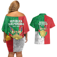 Republic of South Peru Couples Matching Off Shoulder Short Dress and Hawaiian Shirt Version 1836 - 1839