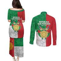 Republic of South Peru Couples Matching Puletasi and Long Sleeve Button Shirt Version 1836 - 1839