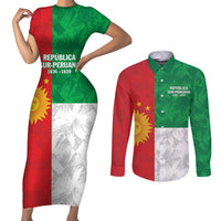 Republic of South Peru Couples Matching Short Sleeve Bodycon Dress and Long Sleeve Button Shirt Version 1836 - 1839