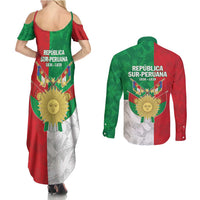 Republic of South Peru Couples Matching Summer Maxi Dress and Long Sleeve Button Shirt Version 1836 - 1839