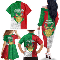Republic of South Peru Family Matching Off The Shoulder Long Sleeve Dress and Hawaiian Shirt Version 1836 - 1839