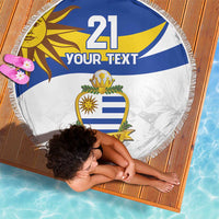 Uruguay Football Custom Beach Blanket La Celeste Sol de Mayo Motif LT9