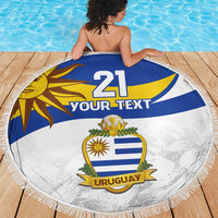 Uruguay Football Custom Beach Blanket La Celeste Sol de Mayo Motif