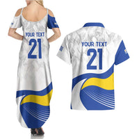 Uruguay Football Custom Couples Matching Summer Maxi Dress and Hawaiian Shirt La Celeste Sol de Mayo Motif