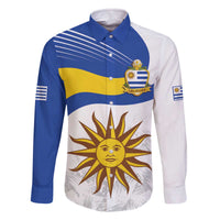 Uruguay Football Custom Family Matching Off The Shoulder Long Sleeve Dress and Hawaiian Shirt La Celeste Sol de Mayo Motif