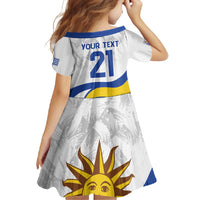 Uruguay Football Custom Family Matching Off Shoulder Maxi Dress and Hawaiian Shirt La Celeste Sol de Mayo Motif