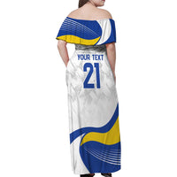 Uruguay Football Custom Family Matching Off Shoulder Maxi Dress and Hawaiian Shirt La Celeste Sol de Mayo Motif