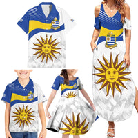 Uruguay Football Custom Family Matching Summer Maxi Dress and Hawaiian Shirt La Celeste Sol de Mayo Motif