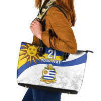 Uruguay Football Custom Leather Tote Bag La Celeste Sol de Mayo Motif
