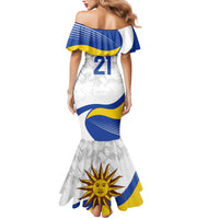 Uruguay Football Custom Mermaid Dress La Celeste Sol de Mayo Motif
