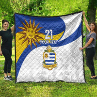 Uruguay Football Custom Quilt La Celeste Sol de Mayo Motif