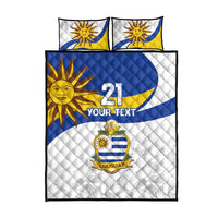 Uruguay Football Custom Quilt Bed Set La Celeste Sol de Mayo Motif LT9