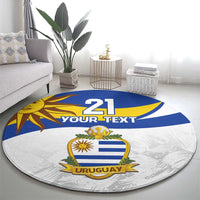 Uruguay Football Custom Round Carpet La Celeste Sol de Mayo Motif