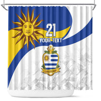 Uruguay Football Custom Shower Curtain La Celeste Sol de Mayo Motif