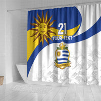 Uruguay Football Custom Shower Curtain La Celeste Sol de Mayo Motif LT9