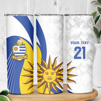 Uruguay Football Custom Skinny Tumbler La Celeste Sol de Mayo Motif