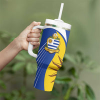 Uruguay Football Custom Tumbler With Handle La Celeste Sol de Mayo Motif