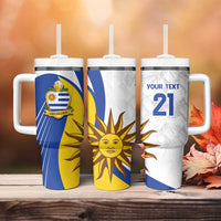 Uruguay Football Custom Tumbler With Handle La Celeste Sol de Mayo Motif