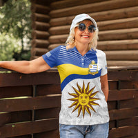 Uruguay Football Custom Women Polo Shirt La Celeste Sol de Mayo Motif