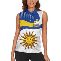 Uruguay Football Custom Women Sleeveless Polo Shirt La Celeste Sol de Mayo Motif
