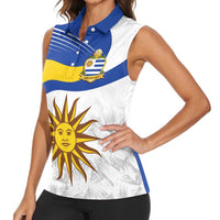 Uruguay Football Custom Women Sleeveless Polo Shirt La Celeste Sol de Mayo Motif