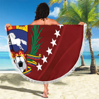 Venezuela Football Custom Beach Blanket La Vinotinto Red Wine Coat of Arms LT9