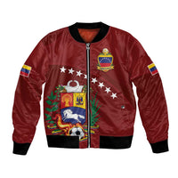 Venezuela Football Custom Bomber Jacket La Vinotinto Red Wine Coat of Arms