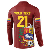 Venezuela Football Custom Button Sweatshirt La Vinotinto Red Wine Coat of Arms
