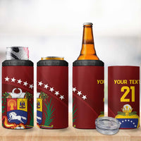 Venezuela Football Custom 4 in 1 Can Cooler Tumbler La Vinotinto Red Wine Coat of Arms