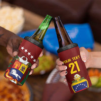 Venezuela Football Custom 4 in 1 Can Cooler Tumbler La Vinotinto Red Wine Coat of Arms