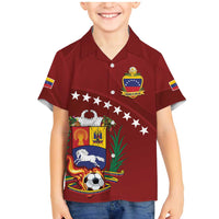 Venezuela Football Custom Family Matching Mermaid Dress and Hawaiian Shirt La Vinotinto Red Wine Coat of Arms