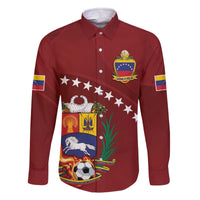 Venezuela Football Custom Family Matching Off The Shoulder Long Sleeve Dress and Hawaiian Shirt La Vinotinto Red Wine Coat of Arms