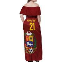 Venezuela Football Custom Family Matching Off Shoulder Maxi Dress and Hawaiian Shirt La Vinotinto Red Wine Coat of Arms