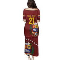 Venezuela Football Custom Family Matching Puletasi and Hawaiian Shirt La Vinotinto Red Wine Coat of Arms