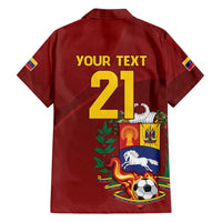 Venezuela Football Custom Family Matching Short Sleeve Bodycon Dress and Hawaiian Shirt La Vinotinto Red Wine Coat of Arms