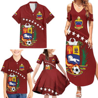 Venezuela Football Custom Family Matching Summer Maxi Dress and Hawaiian Shirt La Vinotinto Red Wine Coat of Arms