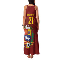 Venezuela Football Custom Family Matching Tank Maxi Dress and Hawaiian Shirt La Vinotinto Red Wine Coat of Arms