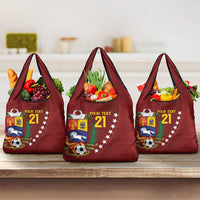 Venezuela Football Custom Grocery Bag La Vinotinto Red Wine Coat of Arms